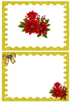 Poinsettias with Gold Bows A5 Insert