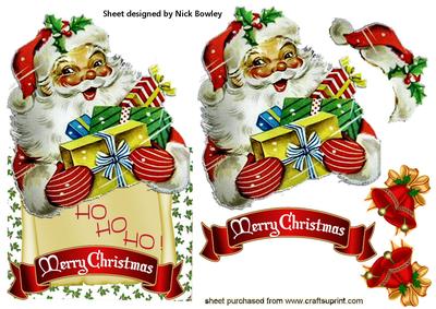 Ho! Ho! Ho! Jolly Santa with Pressies Over the Edge