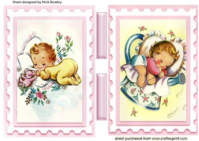 Sleepy Baby Girls in Pretty Frames Card