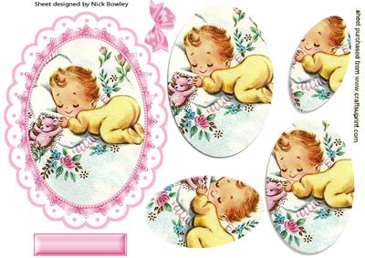 Cute Baby Girl Sleeping, Oval Pyramids