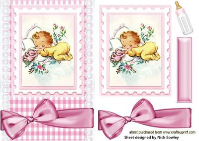 Cute Baby Girl Sleeping, Card & Topper