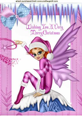 Magical Pink Winter Faerie with Snow A4