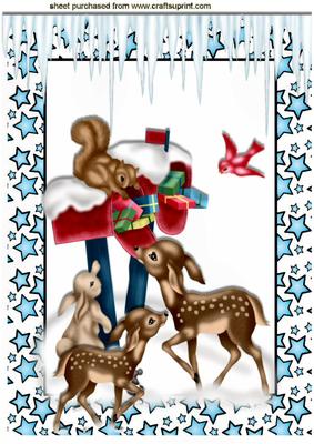Little Deer with Woodland Friends in the Snow A4
