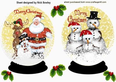 Santa and Friends with Snowmen Snowglobe Toppers