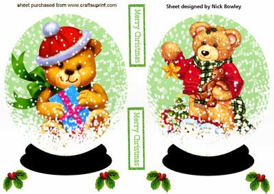 Snowglobe with Teddies & Pressies Toppers