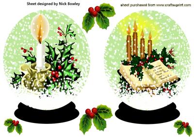 Snowglobes of Bible and Candles Toppers