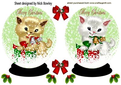 Snowglobes of Cute Kitties with Presents Toppers