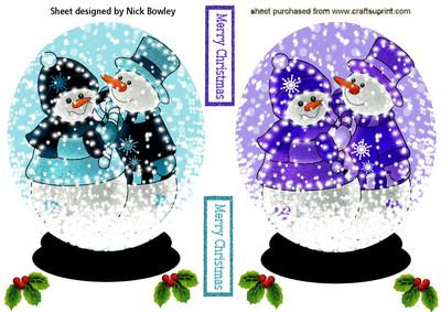 Illuminated Snowmen in Snowglobe Toppers