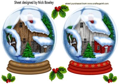 Cottage & Woods in the Snow Snowglobe Toppers