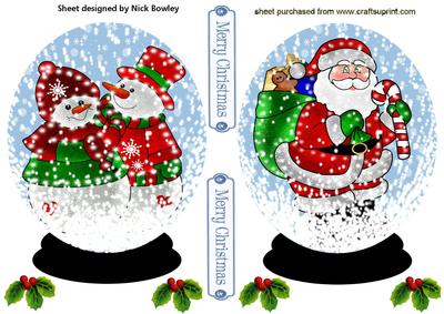Illuminated Santa & Snowmen in Snowglobe Toppers