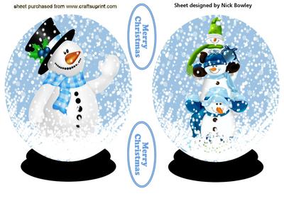 Snowmen Playing in Snowglobe Toppers