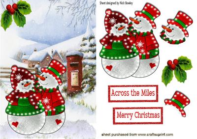 Illuminated Mr & Mrs Snowman in Snow Scene
