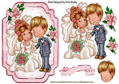 Our Wedding Day, Happy Couple with Pink Roses