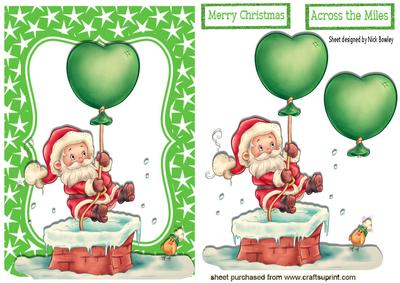 Santa Going Down the Chimney with a Balloon