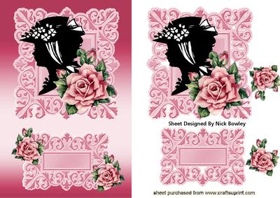 Elegant Silhouette Lady with Roses,card