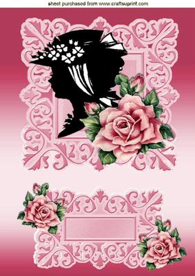 Elegant Silhouette Lady with Roses A4