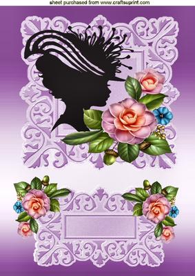 Elegant Silhouette Lady with Flowers A4