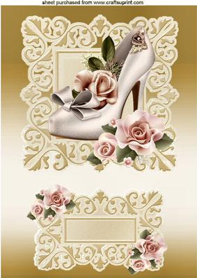 Cream Shoe with Peach Roses A4