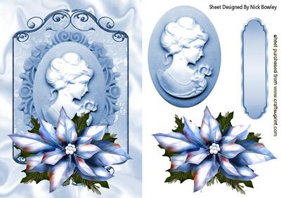 Shades of Blue with Cameo Lady and Blue Poinsettias