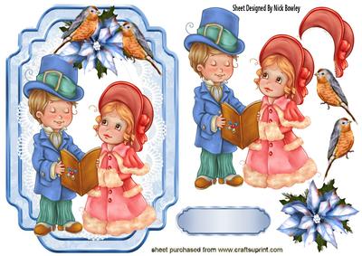 Vintage Carol Singers with Robins
