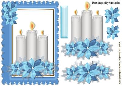 Pretty Candles with Blue Poinsettias