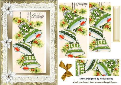 Greeting Green Bells with Lace and Poinsettias Pyramids