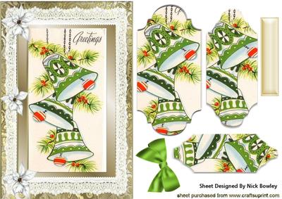 Green Bells with Lace & Poinsettias Bracket Pyramids