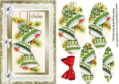 Green Bells with Lace and Poinsettias Oval Pyramids