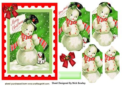 Cute Snowman with Puppy Singing Bracket Pyramids