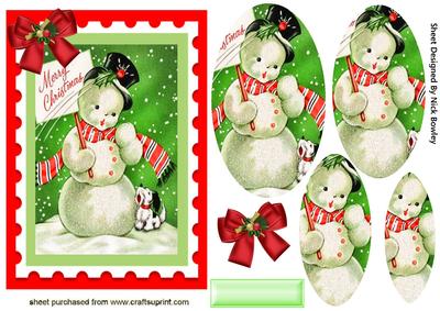 Cute Snowman with Puppy Singing Oval Pyramids