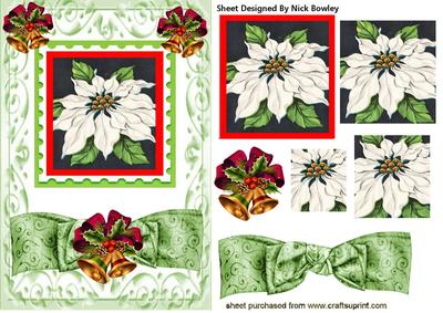 Lovely Poinsettias and Gold Bells with Bow Pyramids