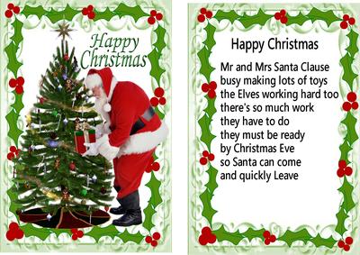 Lovely Santa with Christmas Tree, Card and Verse