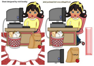 Working Day on the Computer, Lady at Desk Over the Edge