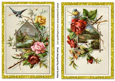 Card Fronts of Beautiful Birds with Roses