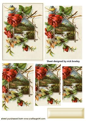 Red Roses with Little Birds Pyramids