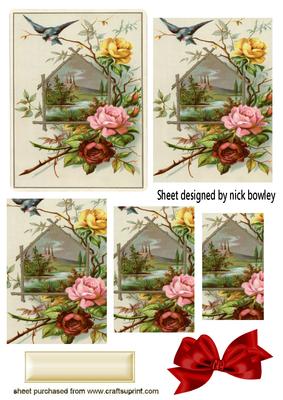 Yellow and Pink Roses Birds Pyramids