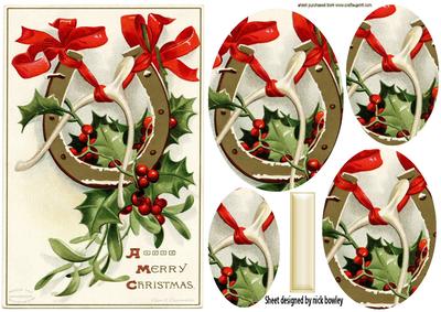 Lucky Horseshoe Entwined with Wishbone & Holly Pyramids