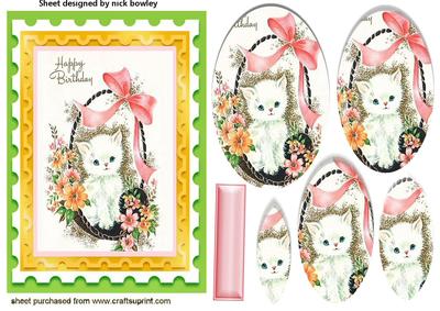 White Kitten in a Basket Oval Pyramids