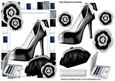 Pretty Black Shoe with Pearls & Accessories