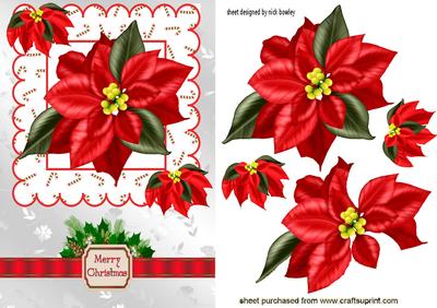 Pretty Red Poinsettia with Bow & Holly