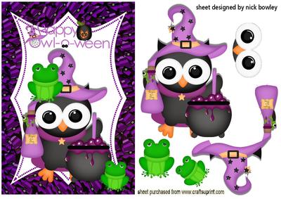 Happy Owl-o-ween, with Litle Owl & Frogs