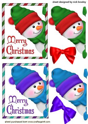 Peeking Snowmen Toppers with Bows