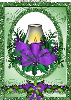 Pretty Candles with Purple Bow Swag A4