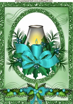 Pretty Candles with Turq Bow Swag, A4