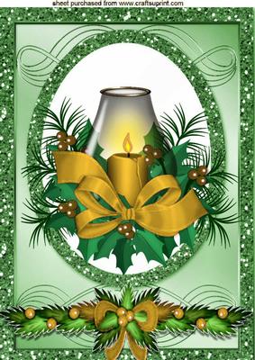 Pretty Candles with Gold Bow Swag A4