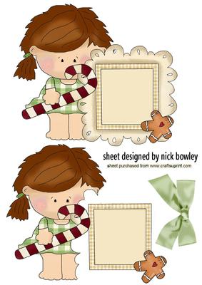Little Polly with Christmas Frame & Candy Cane