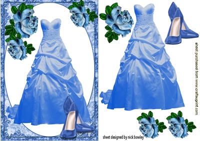 Pretty Blue Party Dress with Shoes and Roses