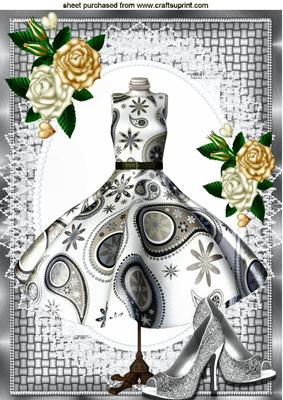 Paisley Dress with Shoes and Peach Roses A4