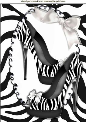 Zebra Print Shoes with White Bow A4