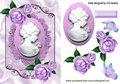 Cameo Lady with Lilac Painted Roses